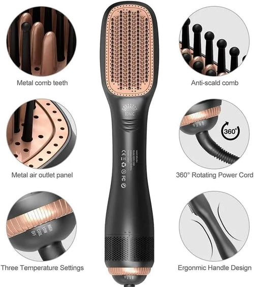 3-in-1 Professional Hair Dryer Brush – Multi-Functional Straightener & Volumizer Styler