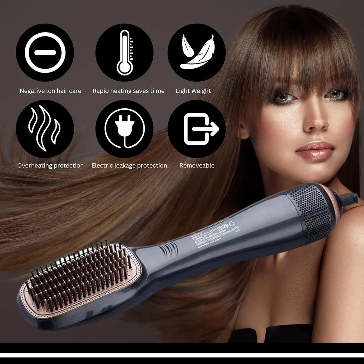 3-in-1 Professional Hair Dryer Brush – Multi-Functional Straightener & Volumizer Styler