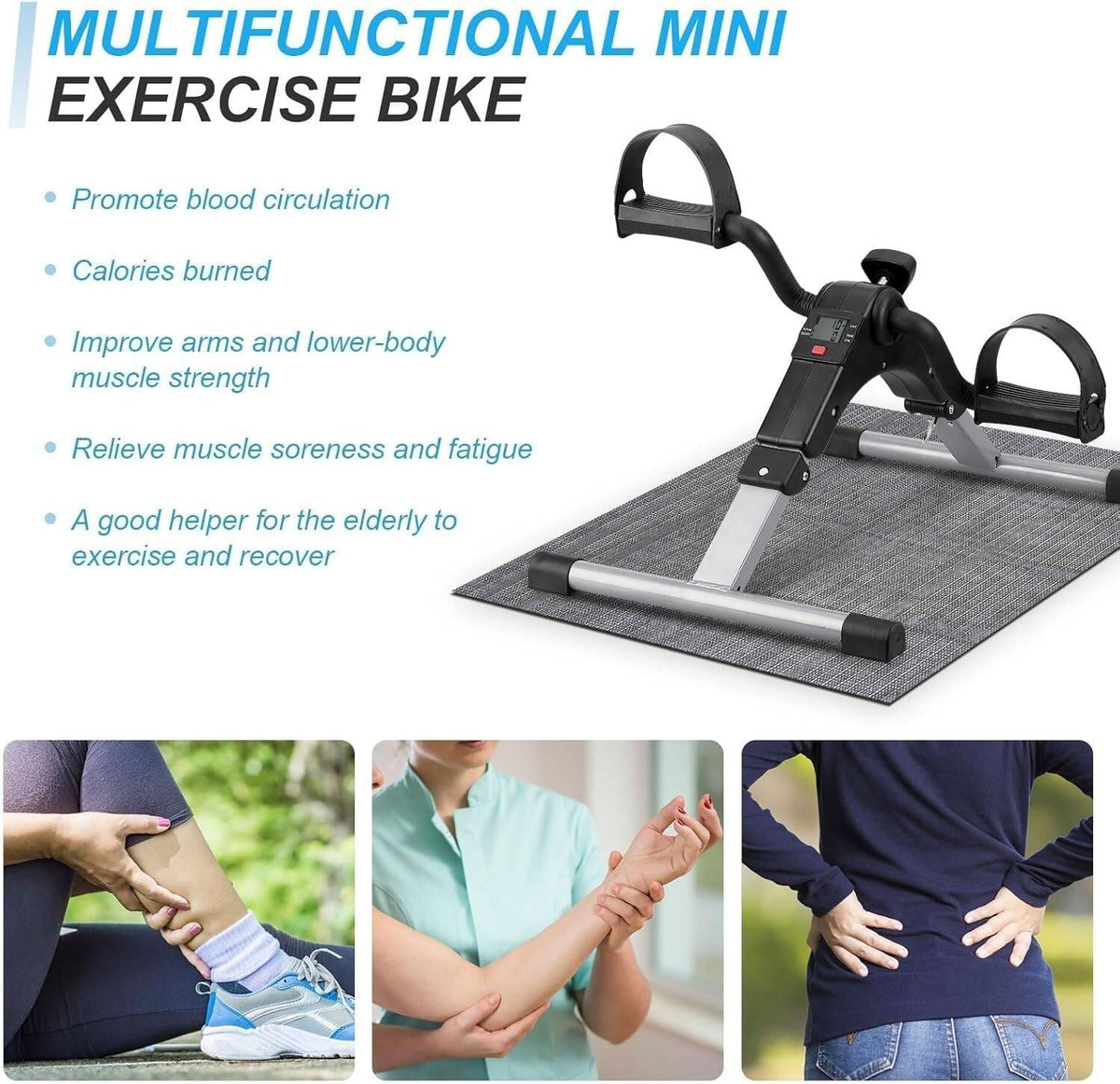Folding Mini Pedal Exerciser with LCD Monitor