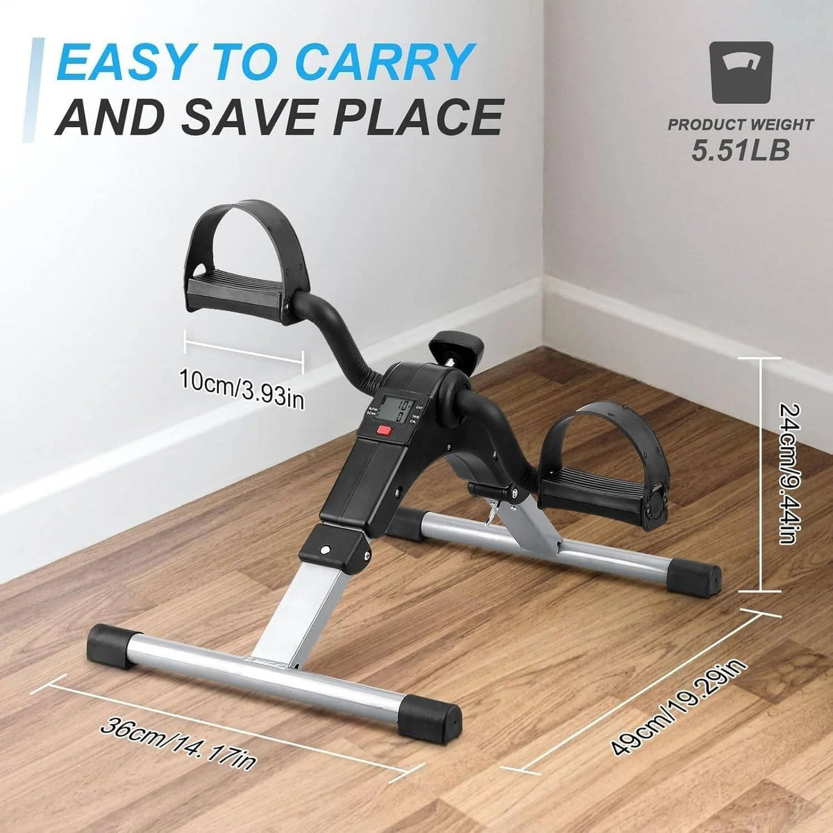 Folding Mini Pedal Exerciser with LCD Monitor