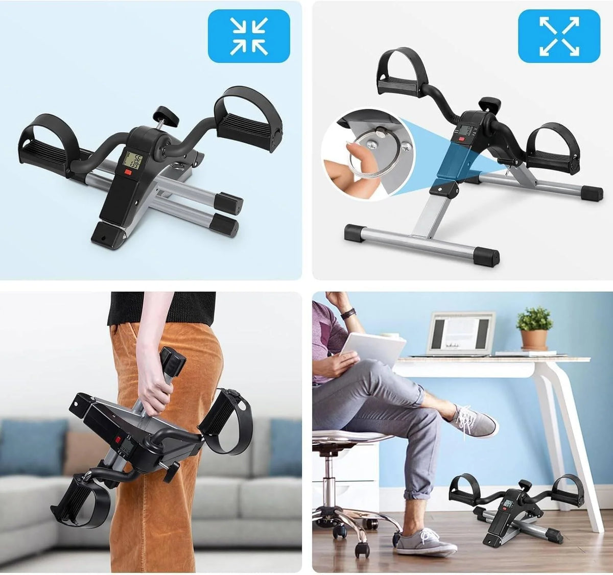 Folding Mini Pedal Exerciser with LCD Monitor
