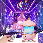 Bunny Night Light Projector - LED Lamp with 6 Rotating Films, Star Projection for Kids Room Decor