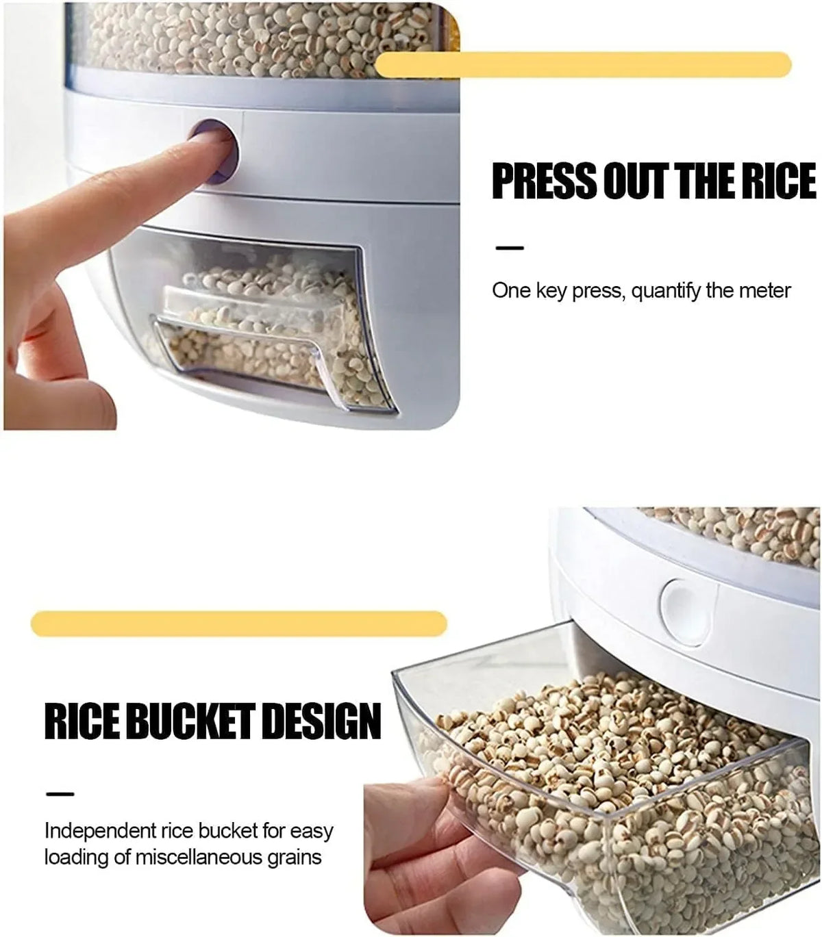 6-Grid Rotating Cereal & Grain Dispenser – Space-Saving Kitchen Storage