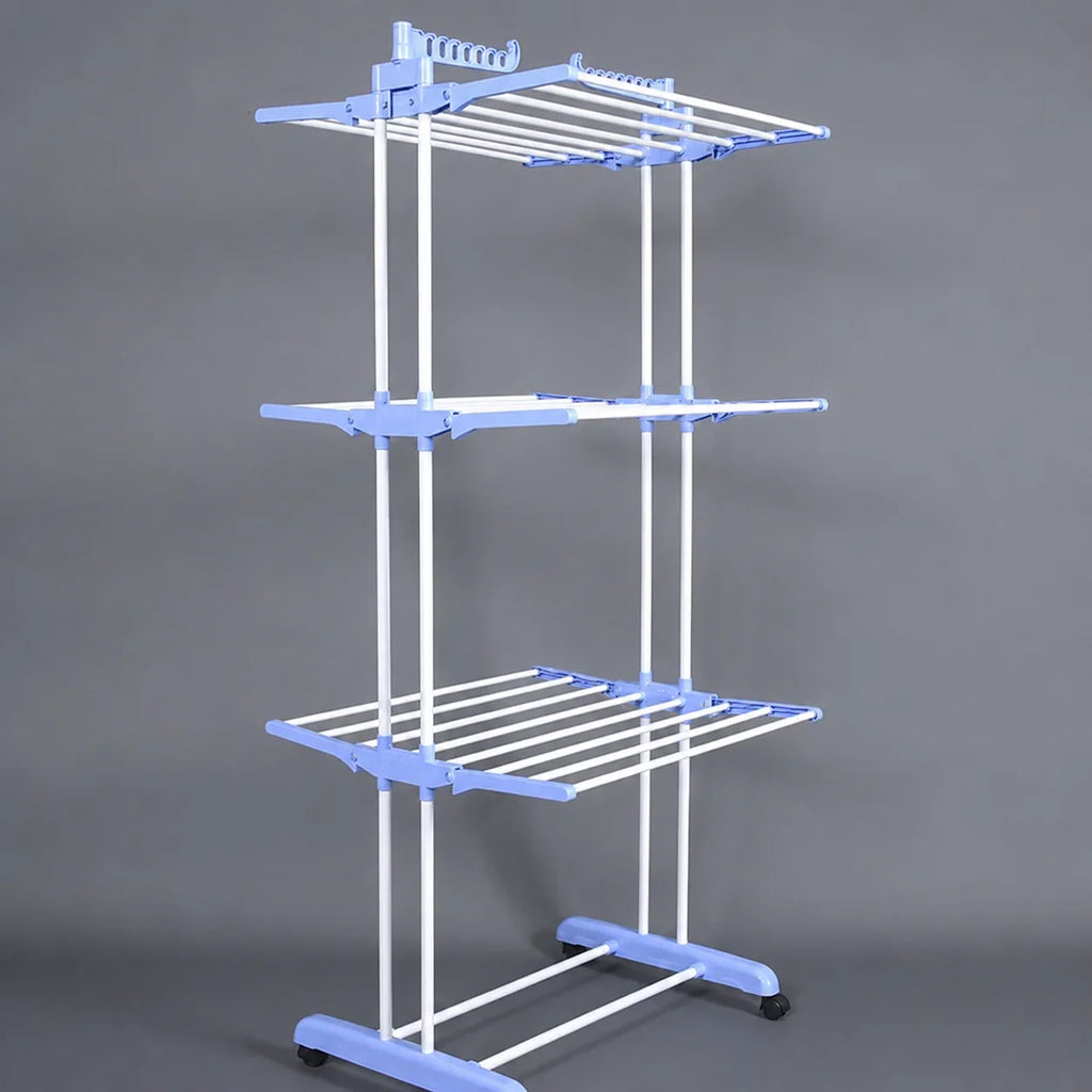 3-Tier Foldable Clothes Drying Rack with Wheels