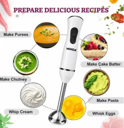 Minda 600W Professional Hand Blender – Stainless Steel Immersion Stick Mixer