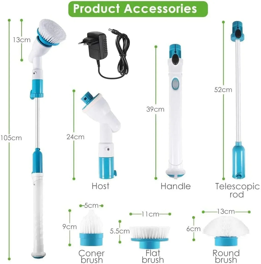 9 in 1 Electric Spin Scrubber – Cordless Power Cleaning Brush with 3 Replaceable Heads