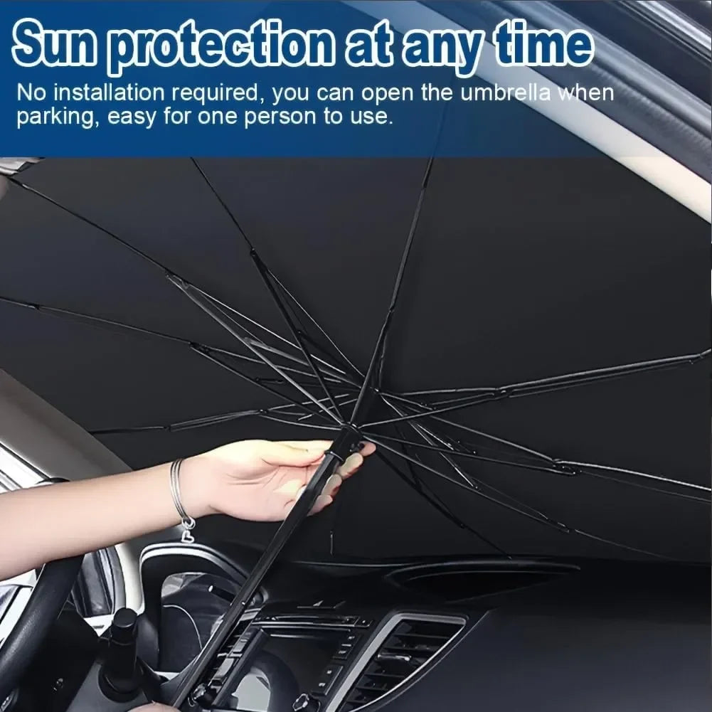 Foldable Car Windshield Sun Shade – Heat-Reflective Umbrella for 99% UV Protection