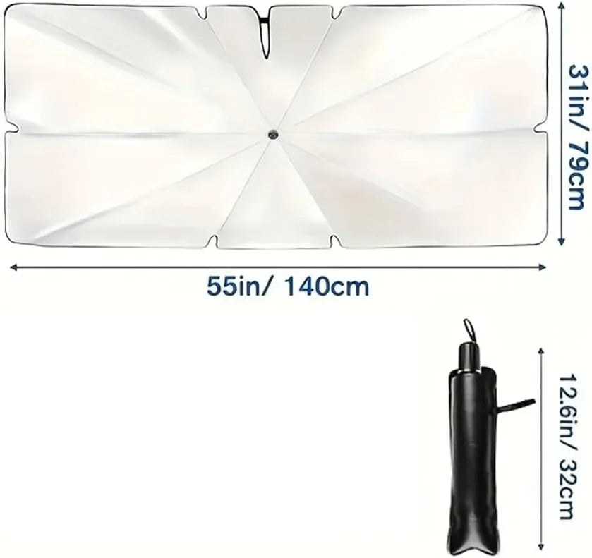 Foldable Car Windshield Sun Shade – Heat-Reflective Umbrella for 99% UV Protection